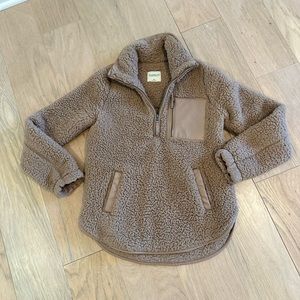 Abercrombie & Fitch Tan Sherpa Hoodie Jacket